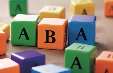 Abbreviation ABA on colorful cubes