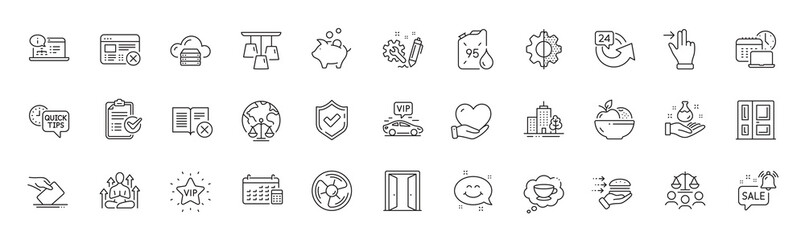 Work time, Vip transfer and Transform line icons. Pack of Online documentation, Reject web, Promotion bell icon. Air fan, Piggy bank, 24 hours pictogram. Chemistry lab, Calendar, Engineering. Vector