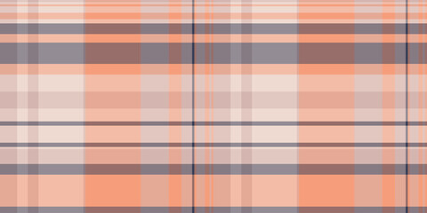 Stripe plaid vector tartan, checked texture seamless background. Scottish fabric textile pattern check in orange and light colors.