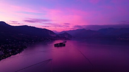 sunset on the lake Maggiore, Stresa, Italy
