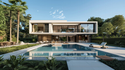 Modern villa with open plan living with swimming pool