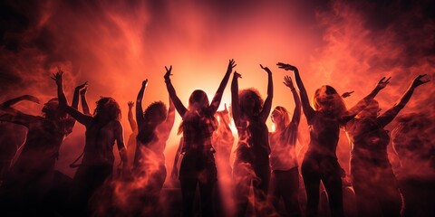Fototapeta premium Silhouettes of Women Dancing at a Concert