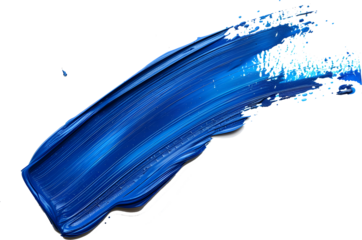 Blue paint brush stroke in isolated transparent background