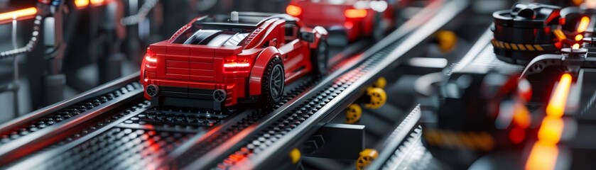 Obraz premium Efficient Automated Production Line Manufacturing Car Components.