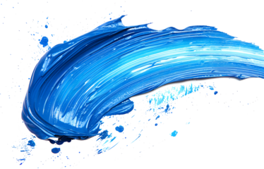 Blue paint brush stroke in isolated transparent background