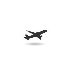 Plane silhouette icon with shadow