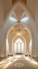 Obraz premium A seminar on the acoustic design of mosques, exploring how architecture enhances the sound of prayers and readings