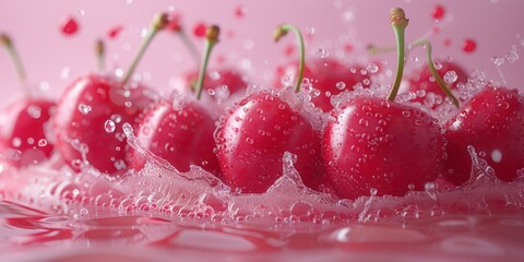 Cherries Splashing in Water