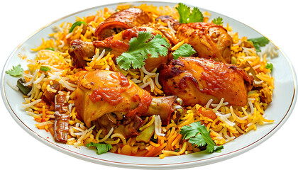 Indian biryani on transparent background.