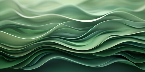 Obraz premium Abstract Green Waves Background in Multiple Shades of Green