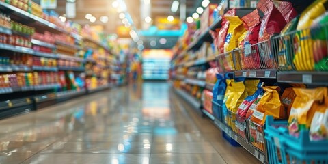 Supermarket Aisle With Snacks