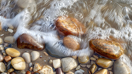 Gentle waves washing over smooth pebbles.


