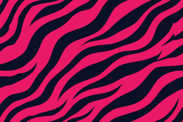 Seamless pattern with pink zebra stripes. Vector illustration in pink and black colors.