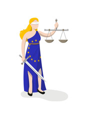 Fototapeta premium Justice in Europe, allegory of the European justice, lady of justice, blind woman holding a scale and sword