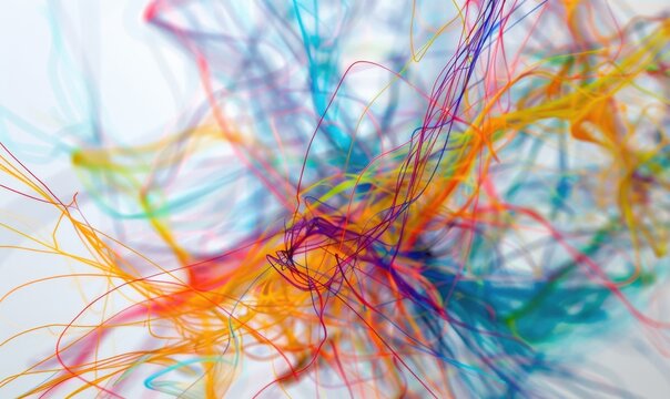 Abstract background with colorful lines and curves - Powered by Adobe