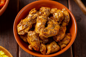 stewed vegetables with meat and spices on the festive table