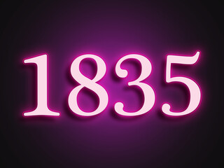 Pink glowing Neon light text effect of number 1835.
