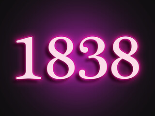 Pink glowing Neon light text effect of number 1838.