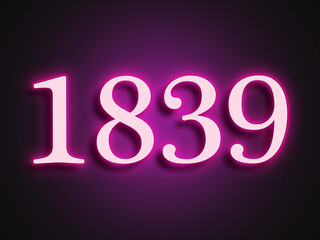 Pink glowing Neon light text effect of number 1839.