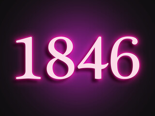 Pink glowing Neon light text effect of number 1846.
