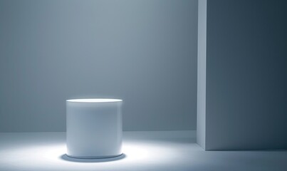 Small white acrylic pedestal with built-in LED lights