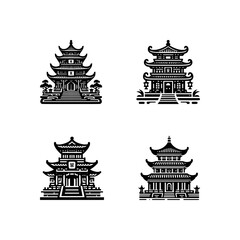 chinese temple icon - black on white background (artwork 2)