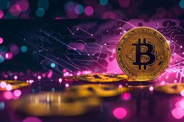Fototapeta premium Crypto Currency Bitcoin Social Media Banner