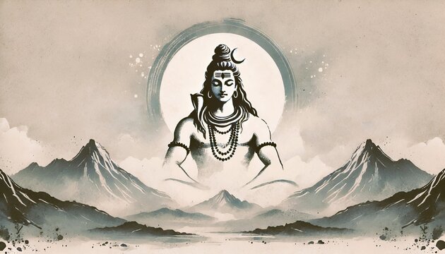 Watercolor illustration of sawan shivratri.