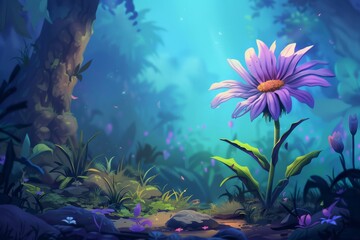 A peaceful and serene natural setting with flowers