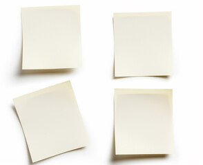 4 pieces of blank note paper isolated on white background