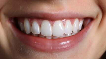 Obraz premium Close-up of a bright, white smile, showcasing perfectly healthy and well-maintained teeth.