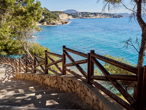 Ecological Walk of Benissa, Paseo Ecol&oacute;gico de Benissa in Spanish, a coastal path in the Mediterranean. Costa Blanca, Province of Alicante, Comunidad Valenciana, Spain, Europe