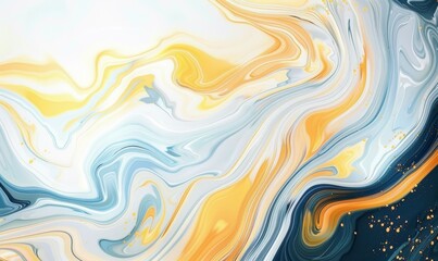 Obraz premium Abstract art design background with pastel white yellow blue waves. Swirl wavy flow. 