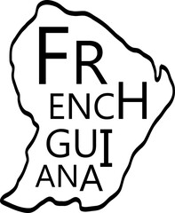 drawing of french guiana map.
