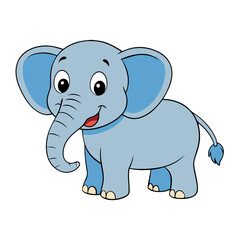 Naklejka premium cute cartoon elephant with large ears and a friendly expression.