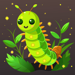 Obraz premium glowworm, a bioluminescent insect that emits light to attract prey and communicate with other glowworms.