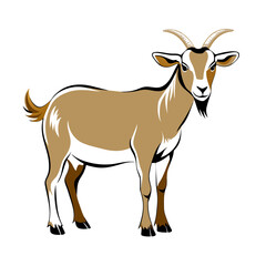 Fototapeta premium cartoon vector illustration of a goat with a beard and horns.