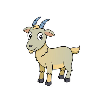 recommend clip art: cartoon vector illustration of a goat with a beard and horns.