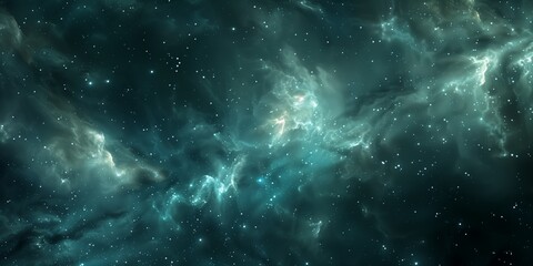 Obraz premium Abstract, Dark Teal Background with Stars and Nebula, Ideal for Phone Wallpaper