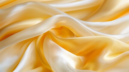 Obraz premium Texture, Close-Up of Elegant Yellow and White Fabric with Soft Folds