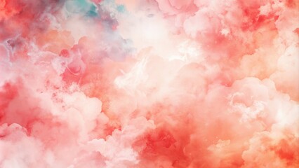 Fototapeta premium Red and pink abstract watercolor background, cloud texture suitable for art projects