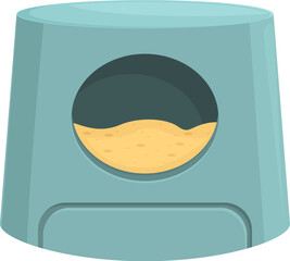 Modern cat litter box with entrance hole for domestic animal keeping the house clean