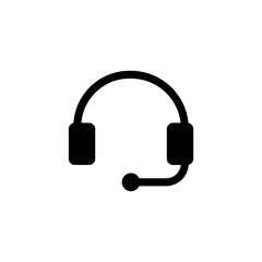 Headphone icon ; Support service icon. Customer support black vector icon. Call center symbol icon