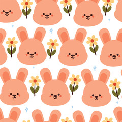 seamless pattern cartoon bunny and flower. cute animal wallpaper for textile, gift wrap paper