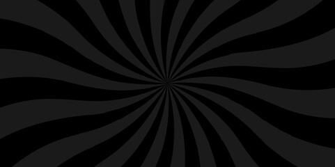 Vector abstract black gray sun rays and sunburst backdrop background. seamless retro vintage burst sunrise sunbeam element spiral striped illustration sunray template wallpaper design.