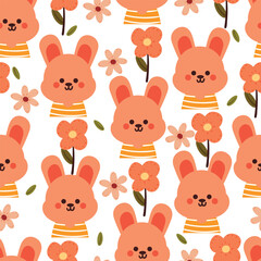 seamless pattern cartoon bunny and flower. cute animal wallpaper for textile, gift wrap paper