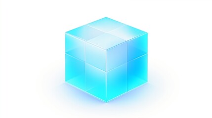 Fototapeta premium Transparent Glowing Blue Cubic Structure with Reflection and Light Effects