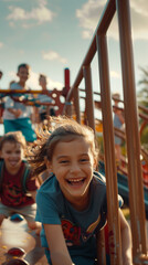 Obraz premium Children playing on the playground in sunny day
