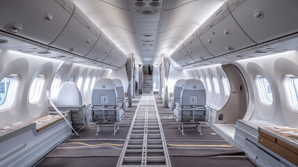 Obraz premium Modernizing the Interior of a Jet: Refurbishment Work 
