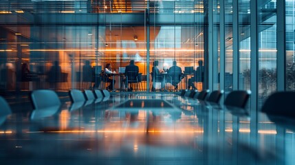 Modern spacious room for business meetings in the company office. Efficiency Redefined: Unveiling the Productive Paradigm of a Contemporary Coworking Environment